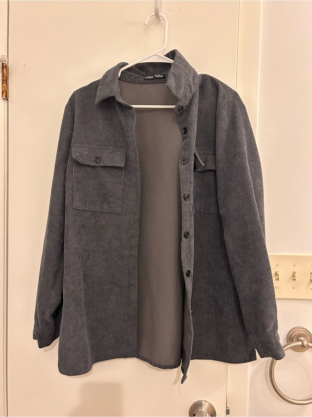 SHEIN Gray Corduroy Shirt Jacket